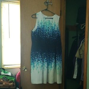 White and blue floral print dress